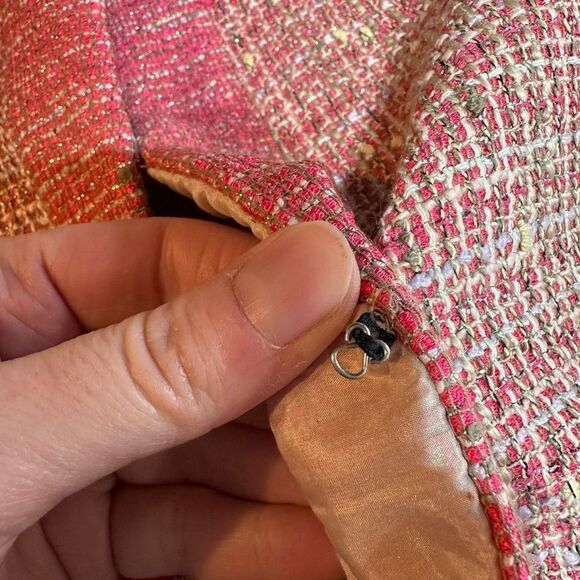 Jonofui Women's Tweed 3/4 Sleeve Lined Blazer Jacket‎ Pink Medium Silk lining - Picture 16 of 16